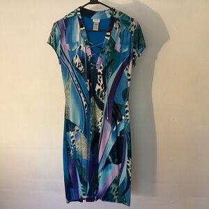 V-Neck, Capped Sleeve, Organic Colored Dress